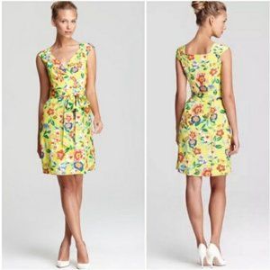 Kate Spade Cathleen Silk Yellow Floral Wrap Dress Size 4
